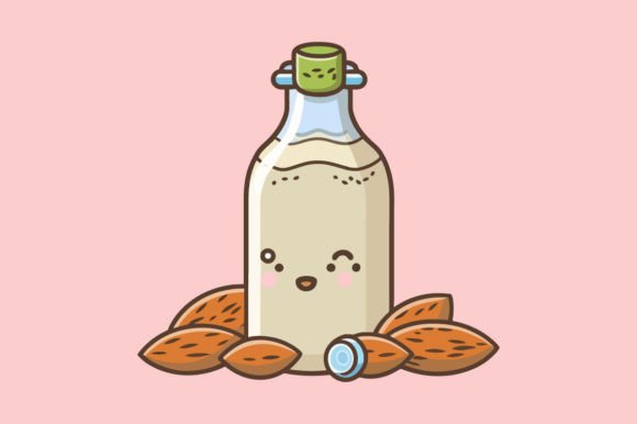 Almond Milk Flat Color Illustration: A Modern Design Asset