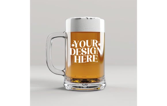 Beer, Empty Mug White Color Mockup: Elevate Your Design Portfolio