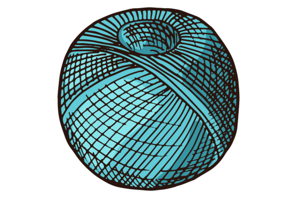 Blue Thread Ball: A String Roll Color Sketch Font Guide