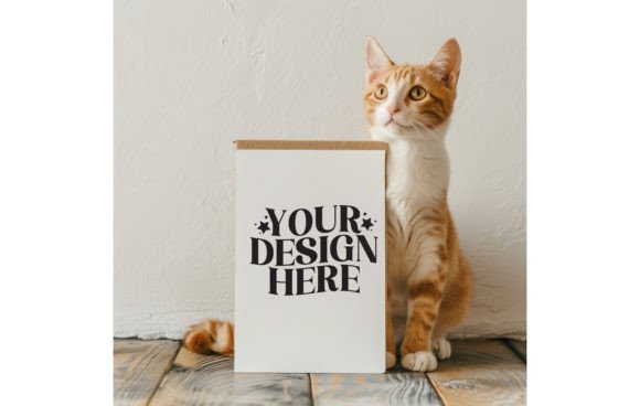 Cat with Wood Board Color White Mockup 2: Elevate Your Designs