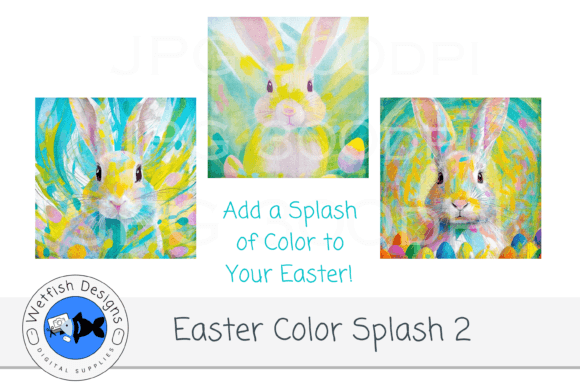 Easter Bunny Color Splash Set 2: Vibrant Graphics for Creative Projects