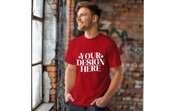 Elevate Your Mockups with Bella Canvas 3001 Tshirt Man Red Color M