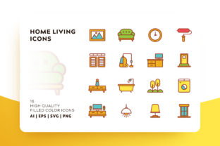 Elevate Your Projects with the Home Living Filled Color Icon Pack