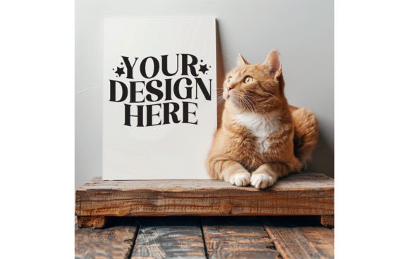 Enhance Your Brand with the Cat with Wood Board Color White Mockup