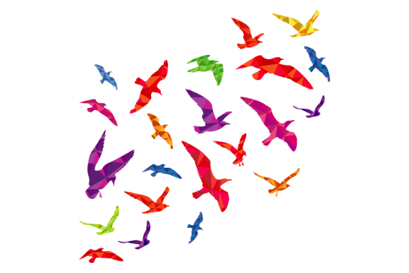 Flying Bird Flock Silhouettes: Dynamic Color for Modern Design