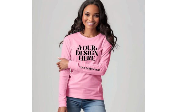 Gildan 18000 Sleeve Mockup: Pink Moc for Your Designs