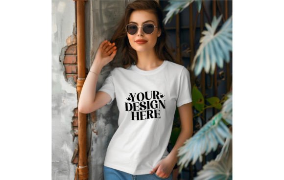 Gildan 5000 Tshirt Woman White Color Moc: Elevate Your Design Presentations
