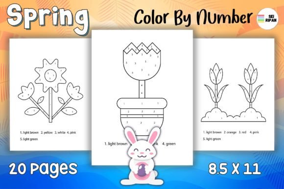 Spring Color by Number Page for Kids 03: A Creative Asset