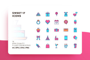 Transform Your Designs with the Sweet 17 Filled Color Icon Pack